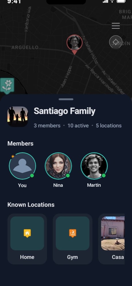 A family member's detail screen